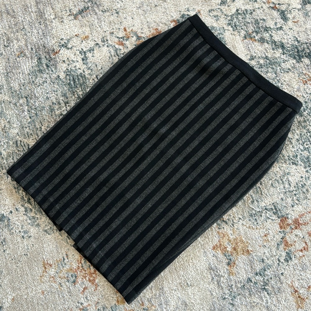 TAHARI Striped Grey Black Pencil Skirt, Size XS/TP